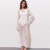 Sexy Long Knit Beach Dress Women Hollow-out Crew Neck Bikin Cover Up Dresses Spring Summer Fashion New Lady Holiday Vestidos