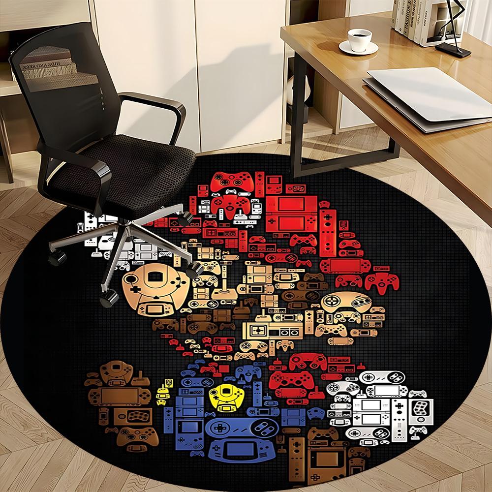 1 шт. Круглый ковер для игровой консоли Mario, офиса, комнатный коврик, подходит для офиса, под офисные стулья, спальни, гостиной, домашнего декора, декора комнаты