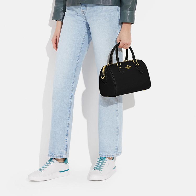 Coach Роуэн 25 Сумка-тоут на молнии из кожи с поперечным зерном Сумка через плечо Средние женские сумки Черный CH282-IMBLK