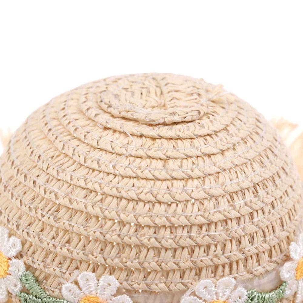 New Daisy Doll Straw Hat Handmade Design Miniature Size Dollhouse Hat DIY Sun Protection Doll House Miniature Doll Accessories