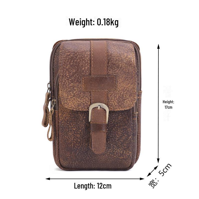 Мужская поясная сумка из натуральной матовой кожи - прочная спортивная и рабочая поясная сумка на молнии