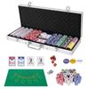 COSTWAY Poker Set 500 фишек пронумерованных с ковриком фишки для покера фишки казино фишки казино игра серебряный футляр