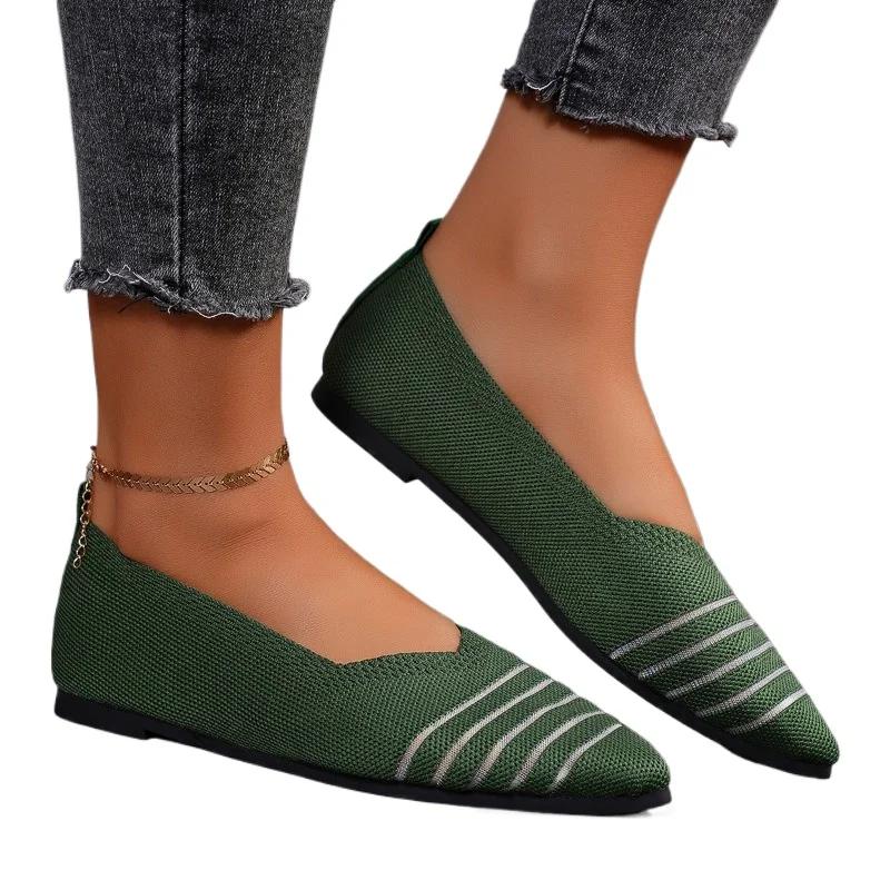 Fashion New Women's Shoes High Quality Pointed Toe Shallow Mouth Women's Flat Shoes Cloth Slip-on Flat Heel Women's Flat Shoes