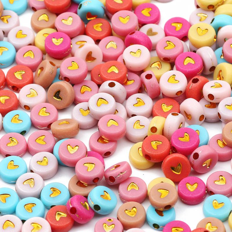100Pcs Acrylic Flat Letter Beads Alphabet Round Smile Spacer Loose Bead For Diy Jewelry Bracelet Charm Supplies
