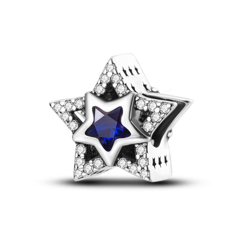 Exquisite Real 925 Silver Star Sun Moon Pandent Charms Beads Jewellery Fitted Original 925 Bracelet For Women DIY Gift Party