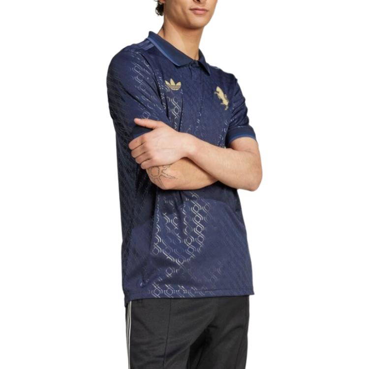 adidas Оригиналы Весна/Лето 24 24/25 Третья футболка Ювентус Серия Повседневная Спортивная Буквы Короткий рукав Футбольная футболка Мужские Топы Легендарные-Чернила IY5244