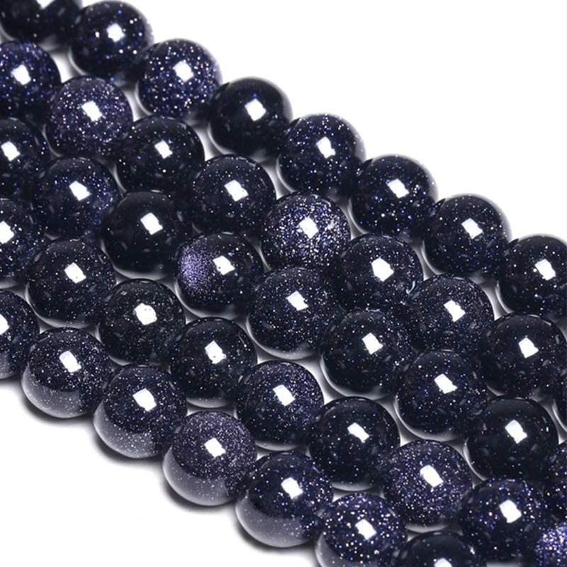 Натуральные свободные бусины-разделители, гладкие круглые бусины с синим песком для изготовления ювелирных изделий