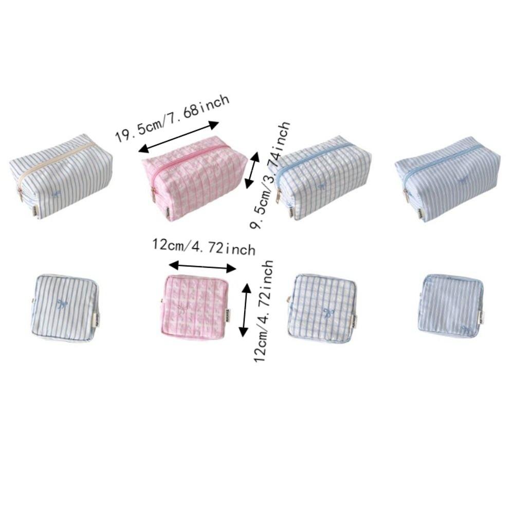 Korean Style Cloth Bow Cosmetic Bag Large Capacity Portable Beauty Case Travel Storage