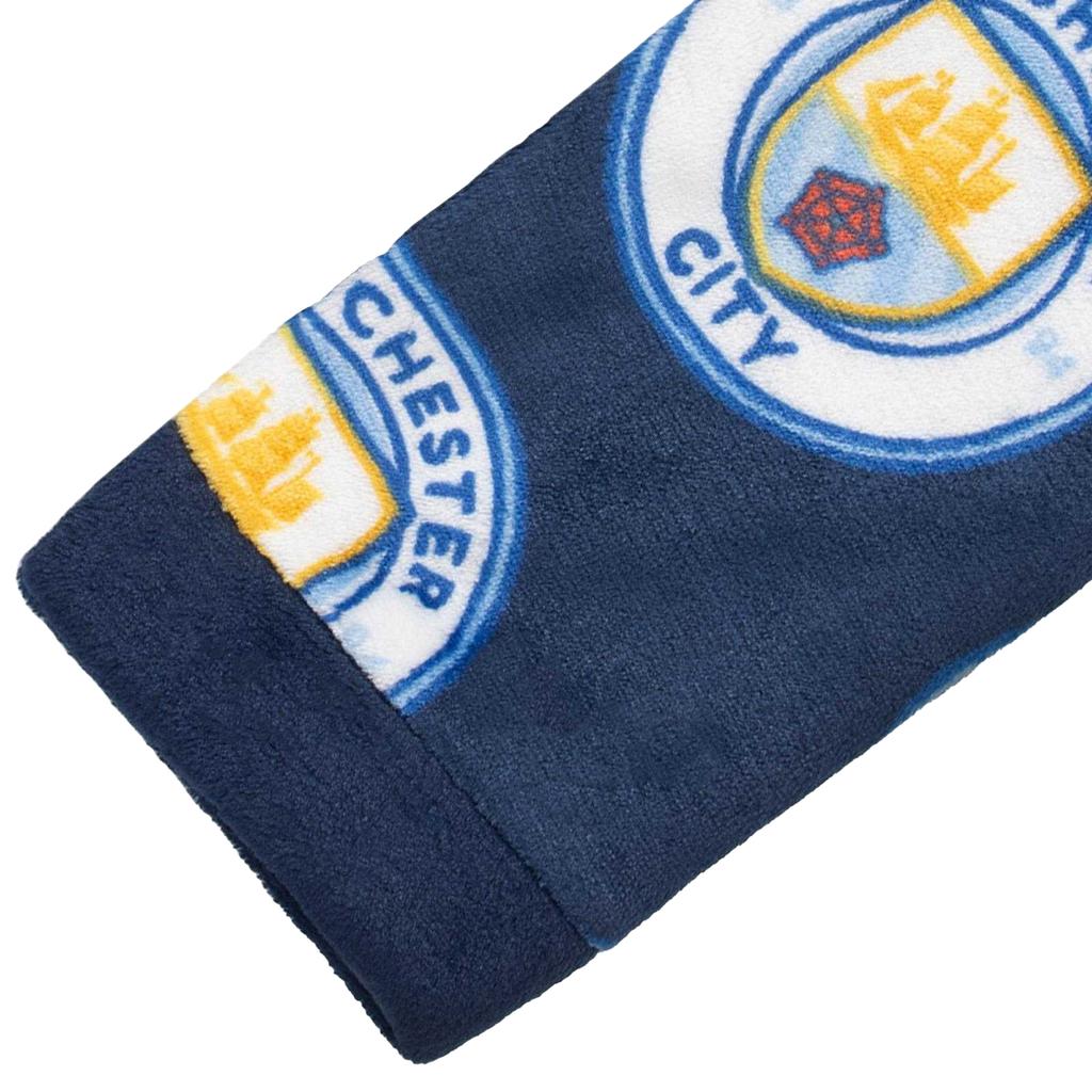 Manchester City FC Boys Crest Fleece All-Over Print Dressing Gown
