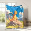 Pokemon Cute Dragonite Printed Blanket Cartoon Flannel Fluffy Soft Blanket for Adult Kids Plush Sofa Bed Car Camping for Gifts