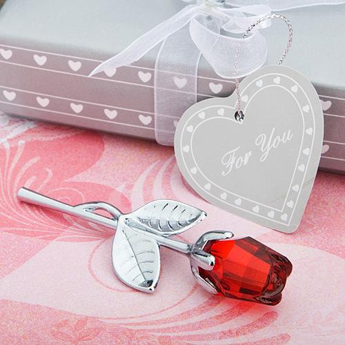 Fashion Silver Gold Mini Crystal Rose Flower with Gift Box Exquisite Crystal Glass Rose Artificial Flower Valentine's Day Gift