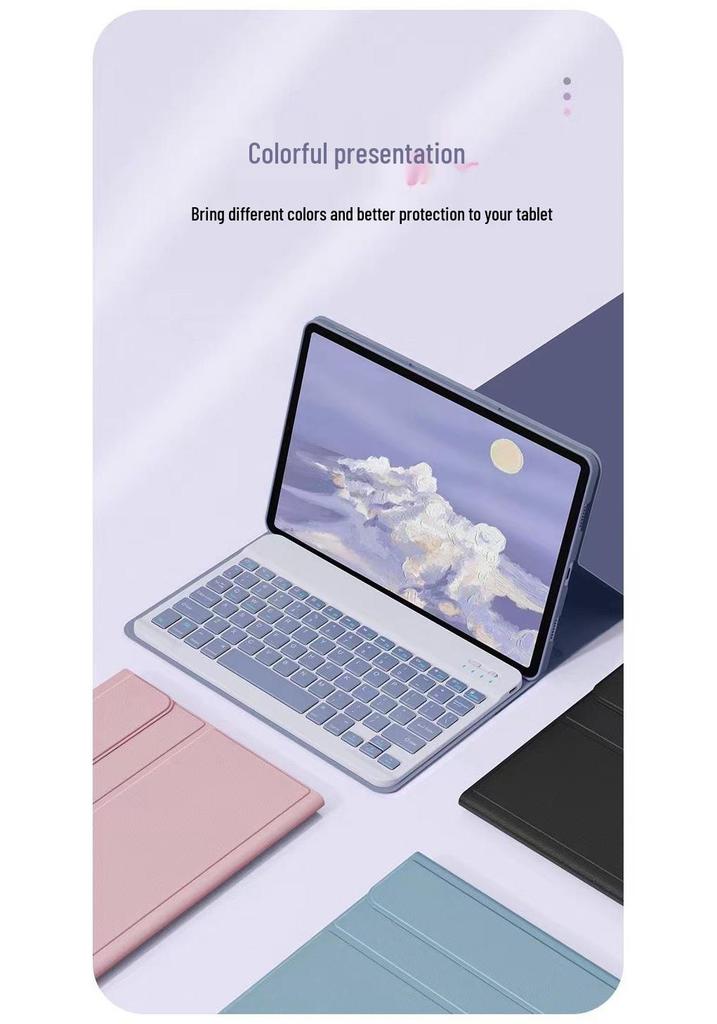Совместимый красный чехол для планшета Xiaomi Redmi Pad SE 11 10,6" со съемной магнитной Bluetooth-клавиатурой (7 Pro) Кожаная обложка.