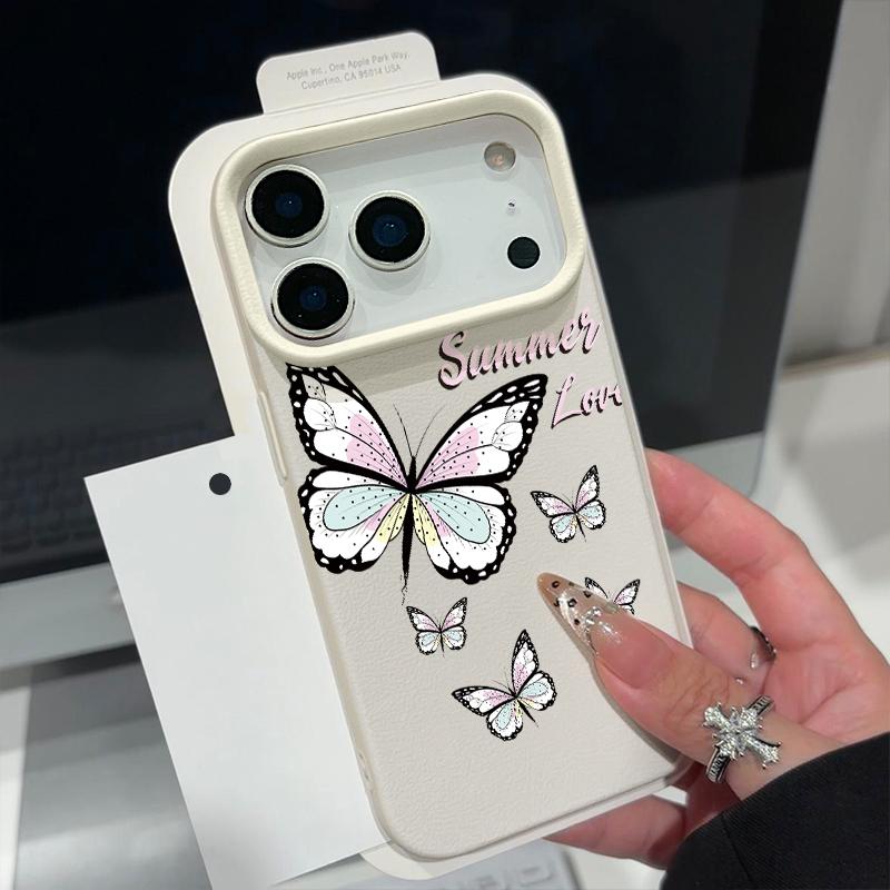 Красочный чехол-бабочка для iPhone 17 18 Pro Max Силиконовая крышка с текстурой кожи для iPhone 16 15 14 13 Pro Max 16E 17E