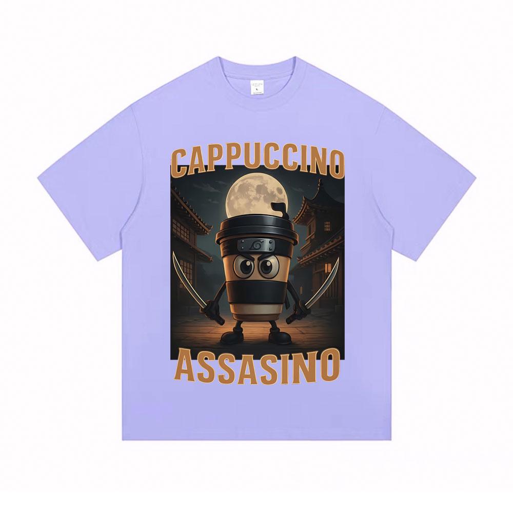 Italian Brainrot Cappuccino Assasino Funny Meme T Shirts Unisex Casual Humor Oversized Tshirt Men Women Vintage Cotton Tshirt