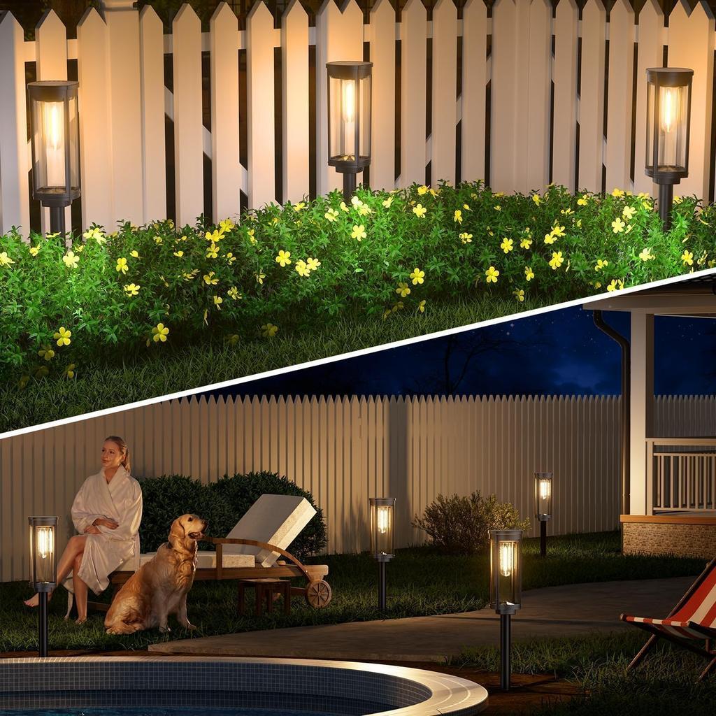 BITPOTT Outdoor Waterproof Solar Lights of Light Automatic 3 Garden Path Suitable for Flower and Landscapes (Set 4) IP65, Stylish, Bright, Sensor,