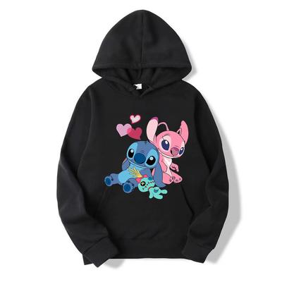 Новый свитер для пар Disney Stitch 2024, весенне-осенний, с длинным рукавом и капюшоном, свободное повседневное пальто для женщин и мужчин