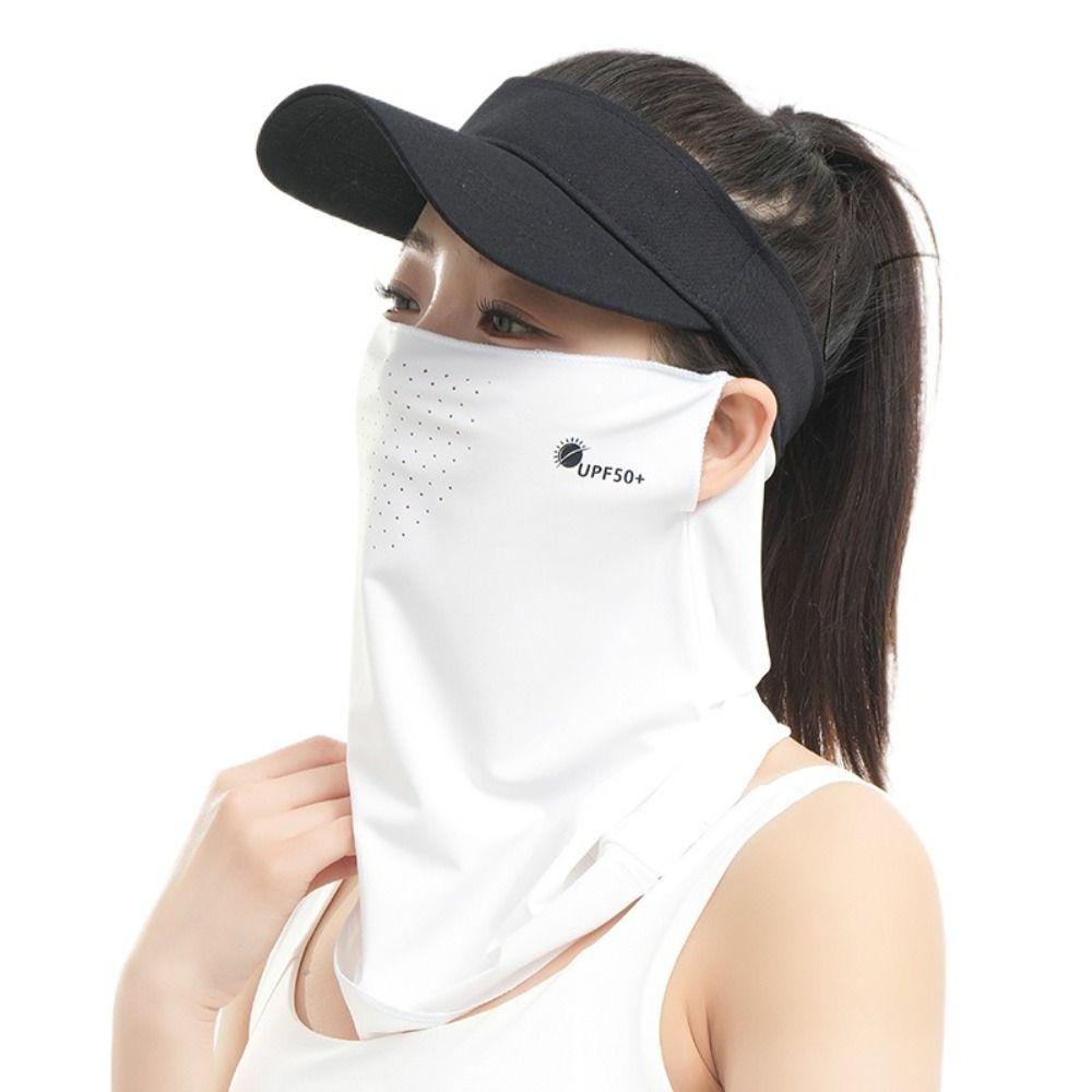 Letter Sunscreen Face Veil Breathable Neckline Face Cover Thin Summer Ice Silk Face Mask Hiking