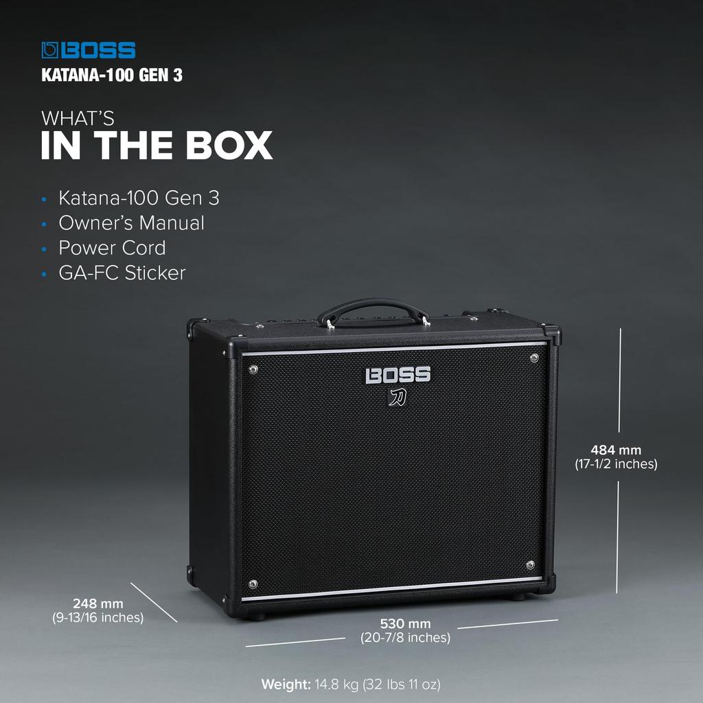 BOSS GEN 3 Guitar Amplifier Combo 3rd Generation 100 Watt with 12 Inch Speaker KATANA-100 Multi-Function