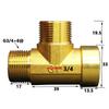 DN20 3/4" BSP Внутренняя резьба на Наружную резьбу 3-ходовой Тройник Латунный Трубный Фитинг Соединитель Переходник Для Воды Топлива Газа