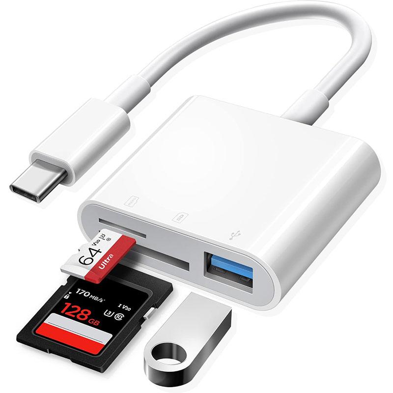 3-в-1 Адаптер Type-C, Tf, Cf, Sd, Картридер, Регистратор, Compact Flash Usb-C, Pro, Macbook