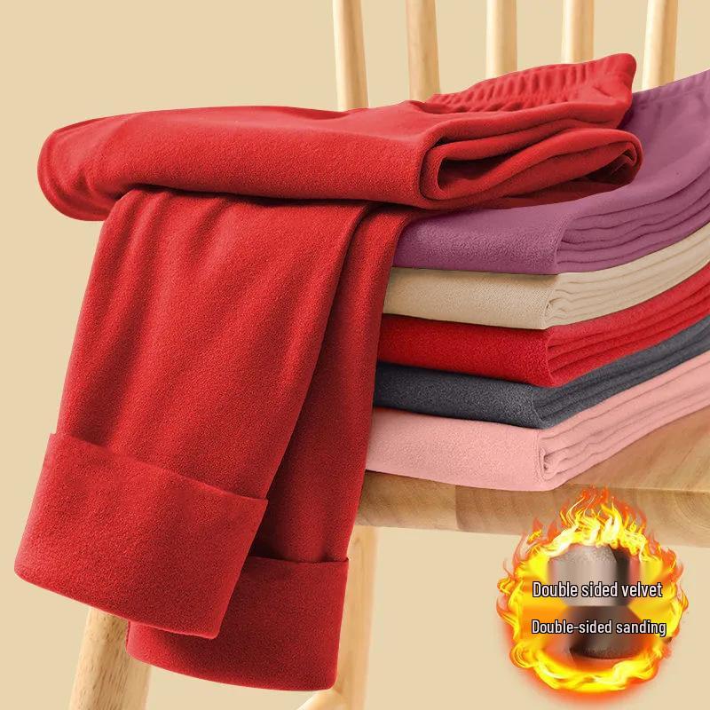 Double-Sided Fleece Base Layer Pants for Women - Seamless, Slimming, Warm, German Fleece, Spring/Autumn/Winter Wear.