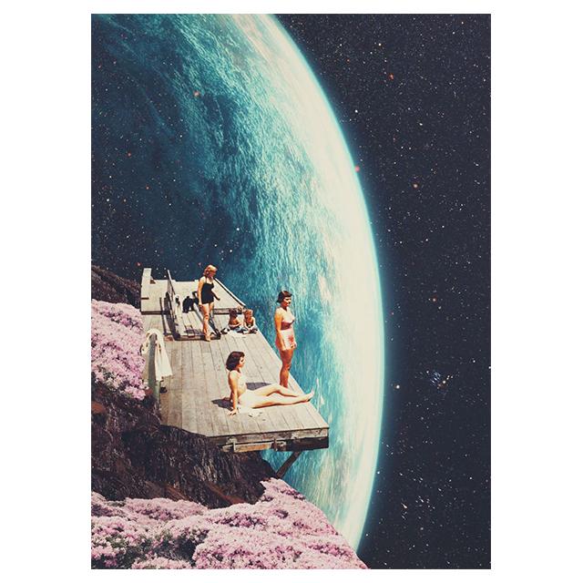 Научная фантастика Космический коллаж Романтические городские принты Постер Холст Картина Современное настенное искусство Картина Гостиная Спальня Домашний декор