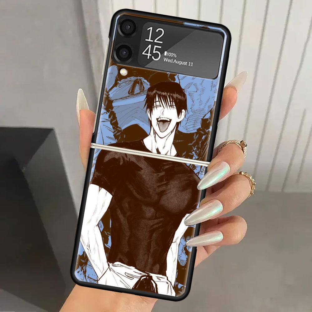 Чехол для телефона Jujutsus Fushiguro Toji из жесткого ПК для Samsung Galaxy Z Flip 7 6 5 4 3 Черный ZFlip7 ZFlip6 Flip5 Flip4 Flip3 5G Печать Co