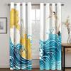 Japanese Beautiful Crane Sun Wave Mountain Cloud High Shading Drape Bedroom Space Space Living Room Hotel Window Opening Curtain 2 Panels Blackout