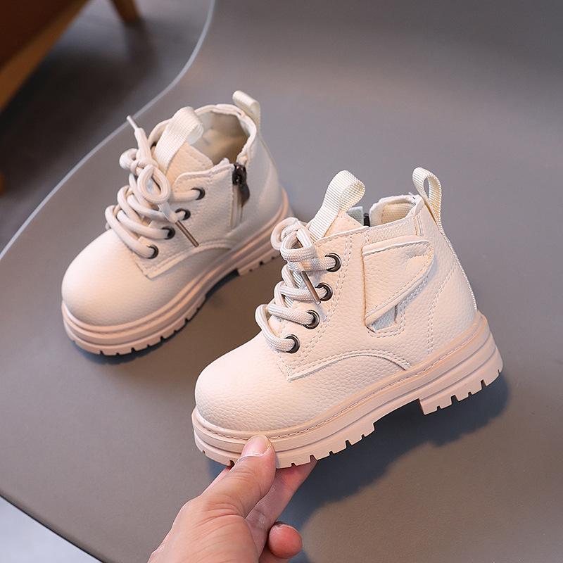 Girls' Korean-style Martin boots, new autumn and winter soft-soled boots for young children, stylish single-lining boots, boys' non-slip leather