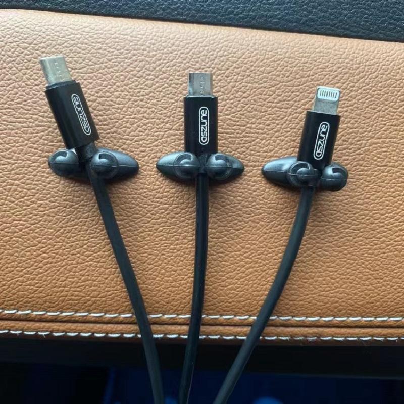 4PCS Car Charging Data Cable Clamp, Cable Buckle, Office Network Cable Stabilizer, Car Cable Clamp
