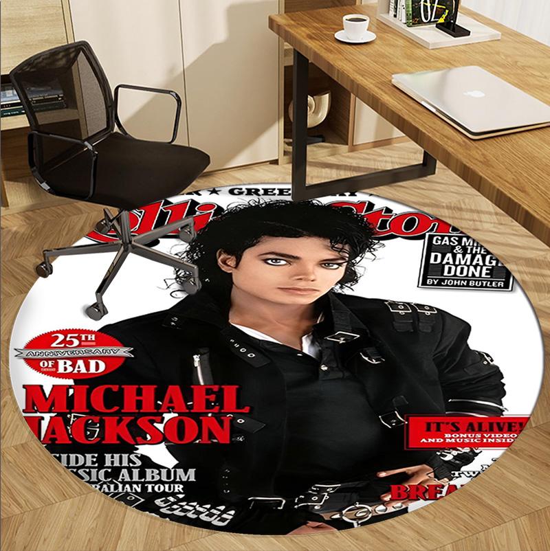 Michael Jackson Pattern Round Rug, Indoor/Outdoor Mat, for Picnic, Gameroom, Bedroom, Office, Living Room, Home Decor Carpet, Birthday Gift