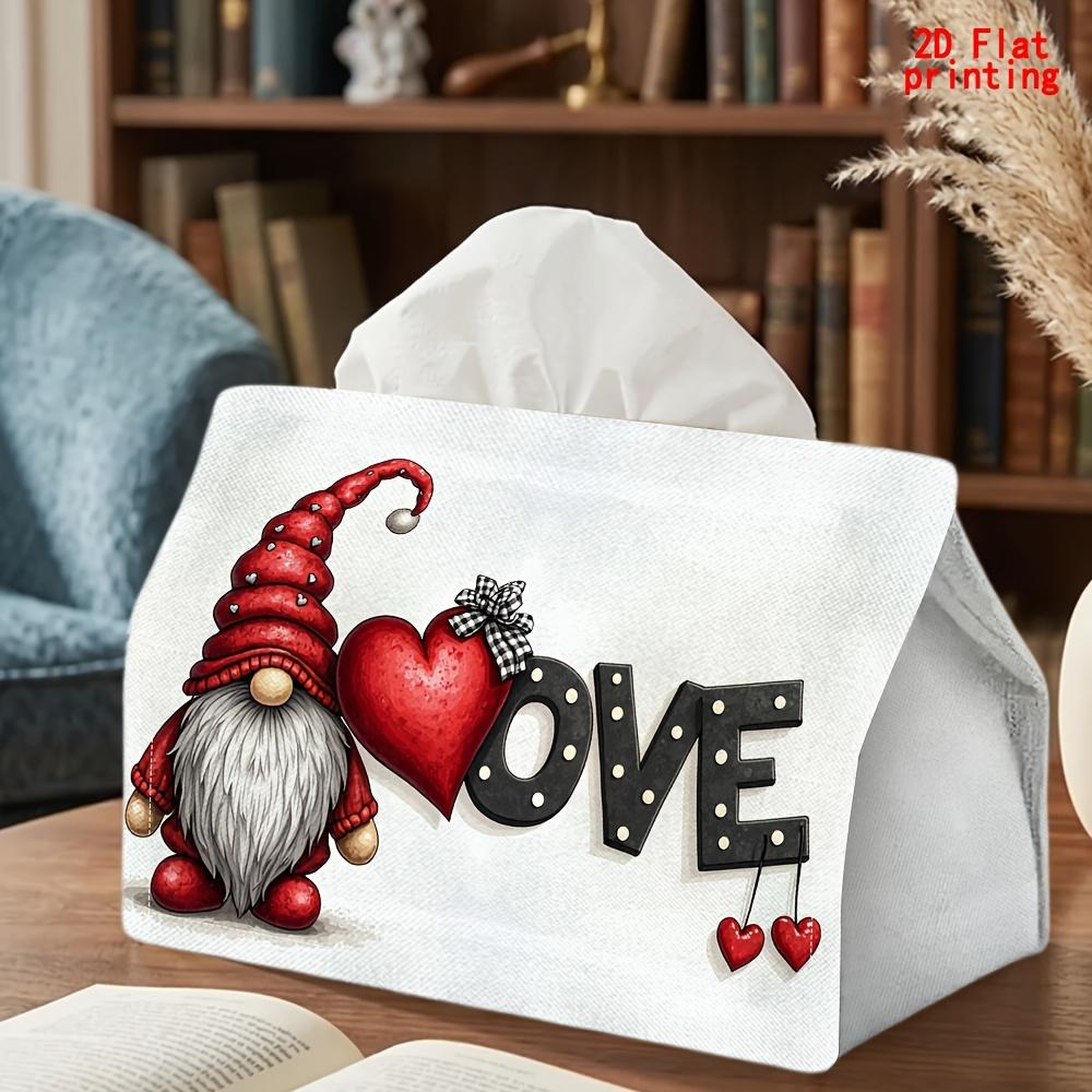 1pc Red Dwarf Tissue Box with Heart & Letter Pattern - Reusable Napkin Dispenser Suitable for Kitchen, Living Room, Bedroom, Bathroom Decor, Compact T