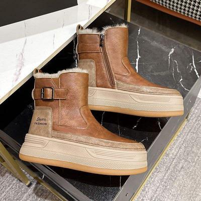 Женские зимние сапоги 2025 новые зимние бархатные утепленные теплые на высокой платформе с внутренней платформой нескользящие ботинки Мартина хлопковые сапоги