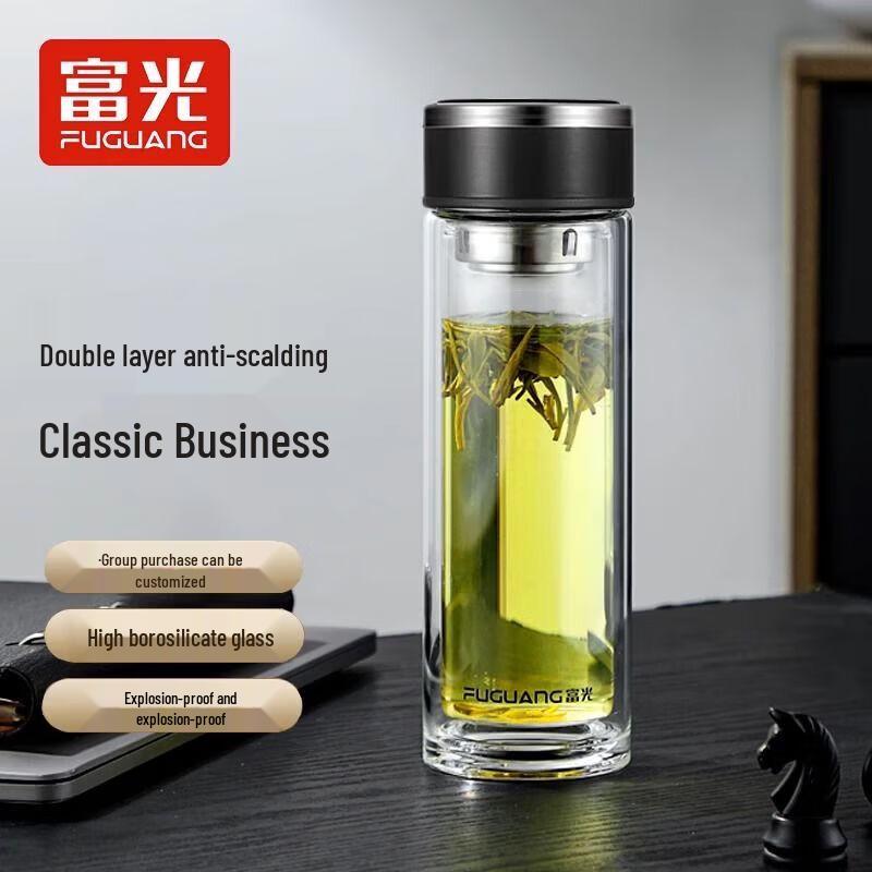 FUGUANG G2116 Double Wall Glass Tea Infuser Bottle