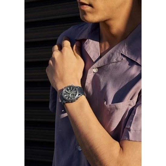 Мужские наручные часы Casio Edifice SOSPENSIONE с солнечной зарядкой, сапфировым стеклом EFS-S640PB-1AJF, черные с желтым