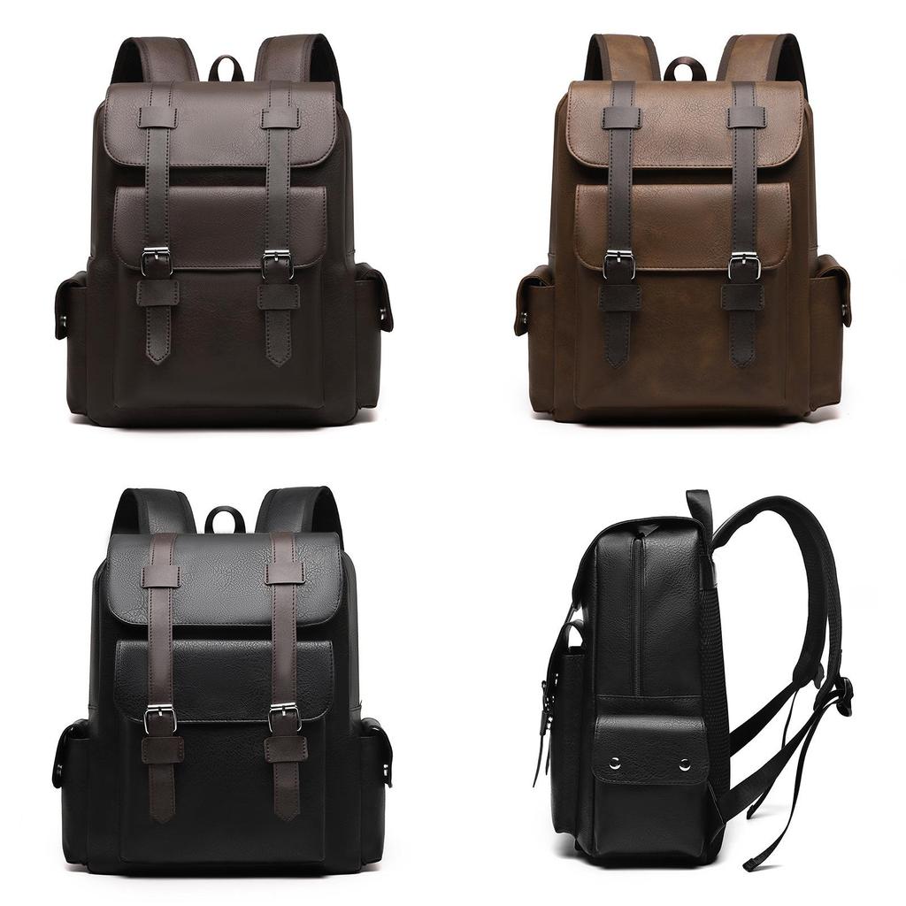 Ретро Британский Рюкзак из Искусственной Кожи с Регулируемыми Ремнями для Путешествий и Повседневного Использования