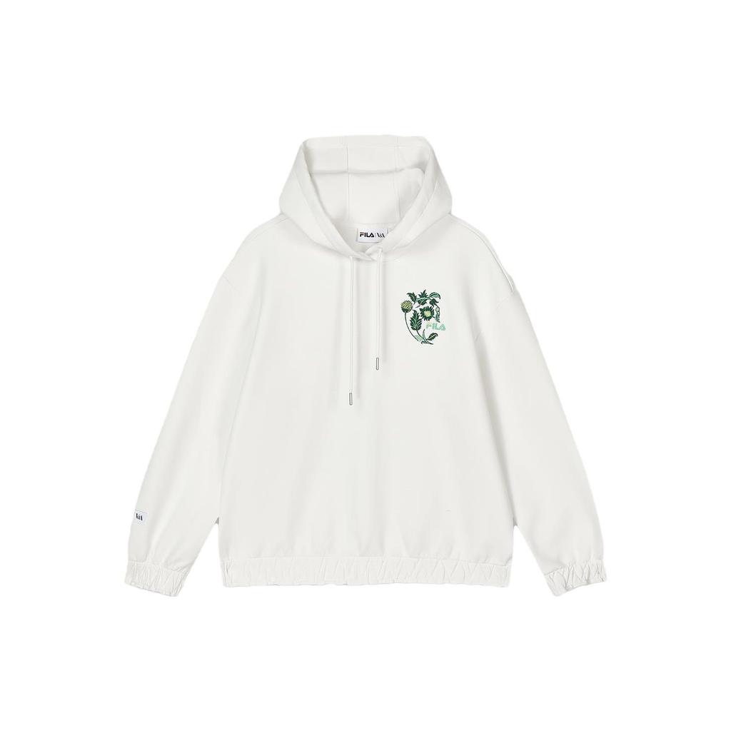 Fila X V&A Museum Collaboration Morgan Series Pattern Printed Hoodie Women Hoodies Cloud-Mushroom-White F11W418203F-WT