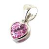 [N5351] - Pink 'Crystal Heart' Silver Pendant - 12x12 Mm