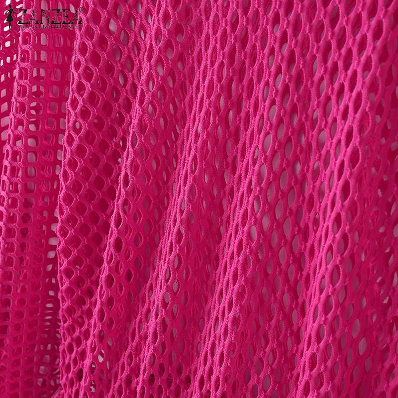 ZANZEA Женские элегантные блузки с открытыми плечами и длинным рукавом с открытой талией