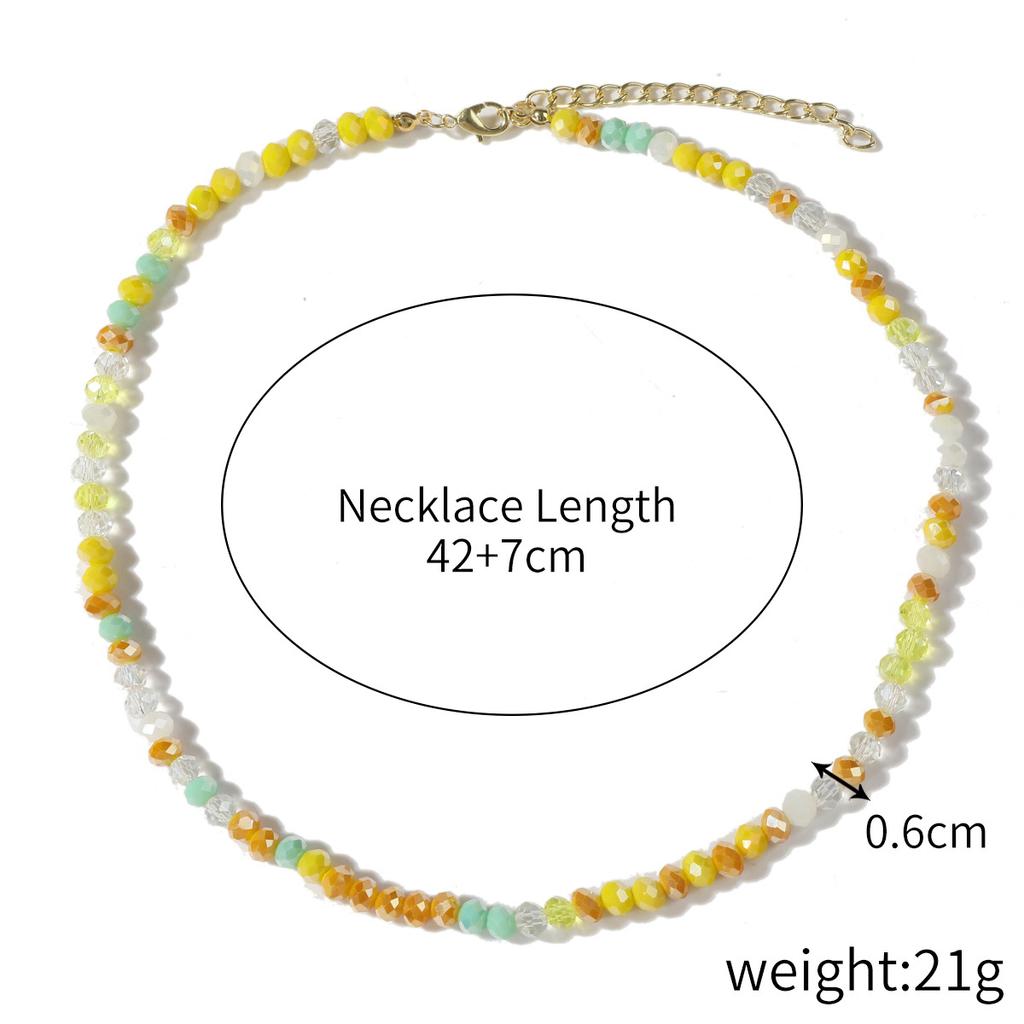 Necklace for Women Crystal Beaded Collarbone Chain Ins Simple Shell Necklace Female Colorful Natural Crystal Rice Bead Necklace