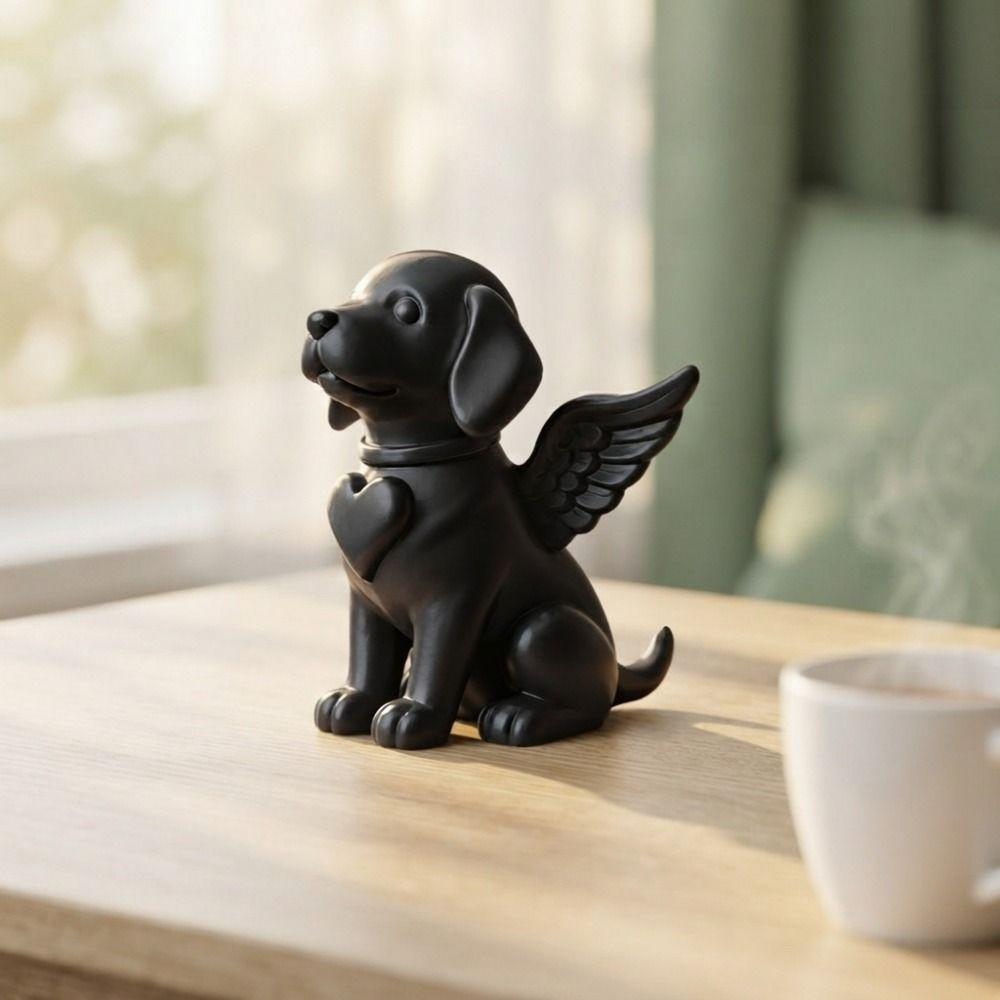Smooth Surface Angel Dog Statue 3D Printed Pet Memorial Statue Office Tabletop