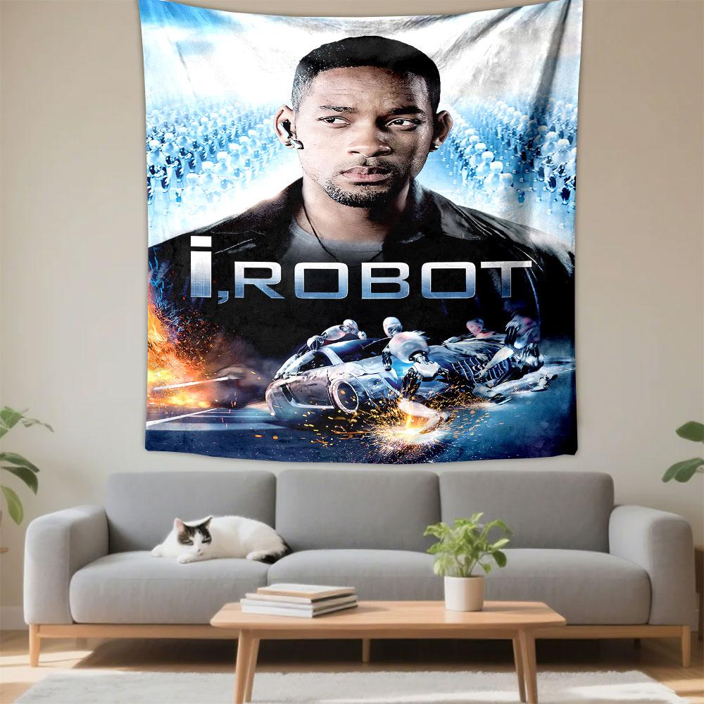 I Robot Tapestry Wall Hanging, Will Smith Sci-Fi Movie Poster, Futuristic Wall Decor for Bedroom Living Room Dorm