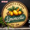 D Flat pc Vintage Limoncello Italian Drink Metal Wall Art Sign Rustic Lemon Design Aluminum Sign with Aged Yellow Background