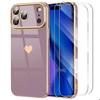 Protective Case - E.F.Connection - for iPhone 17 Pro - Silicone Purple Heart Pattern - 2 Screens