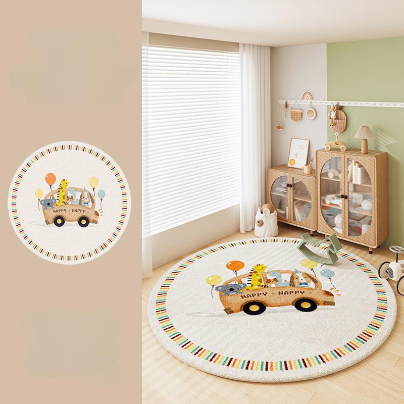 Ковры в мультяшном стиле для гостиной дома Пушистый мягкий ковер Анималистичный узор Декор для спальни Круглый ковер Толстый плюшевый Коврик для пола для кабинета