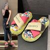 Internet Celebrity Graffiti Slippers Women Summer Wear New Niche Fashion Muffin Thick Bottom Out Beach Cool Slippers
