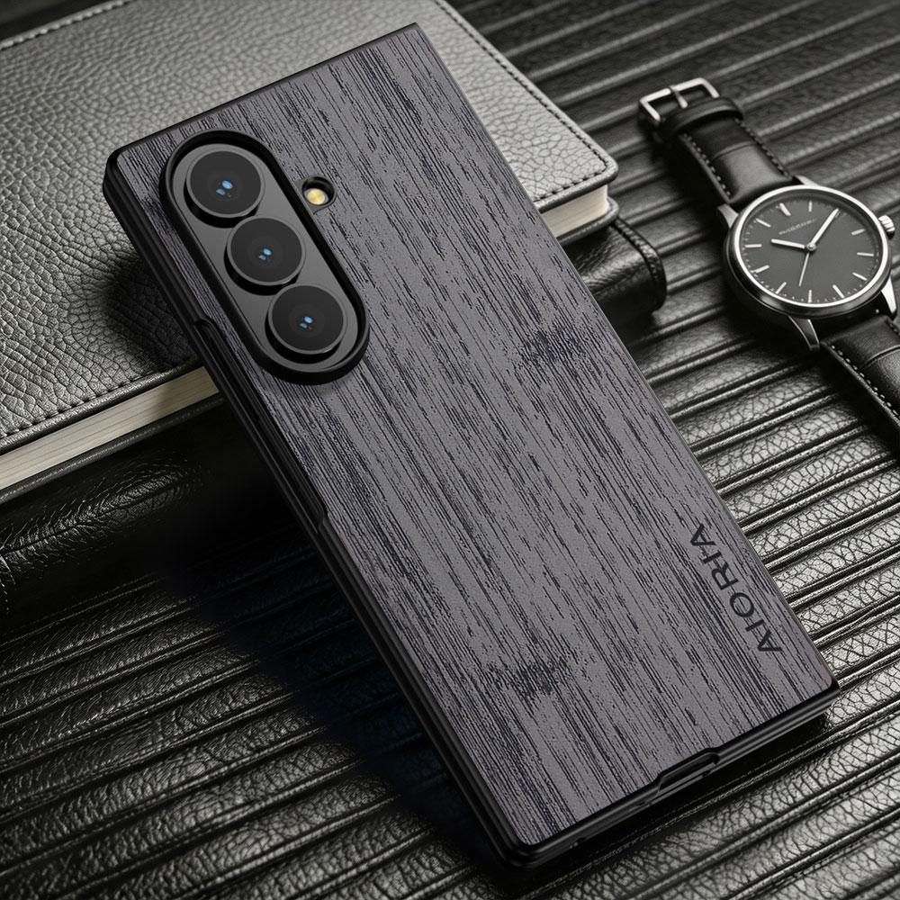 Case for Samsung Galaxy Z Fold 8 Ultra Z Fold8 Funda Straight Wood Grain PU Leather Phone Cover for Samsung Z Fold 8 Case