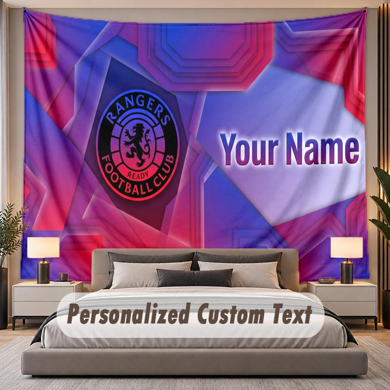 Custom Name Text Tapestry Rangers FC Personalized Polyester Wall Tapestry For Bedroom And Room