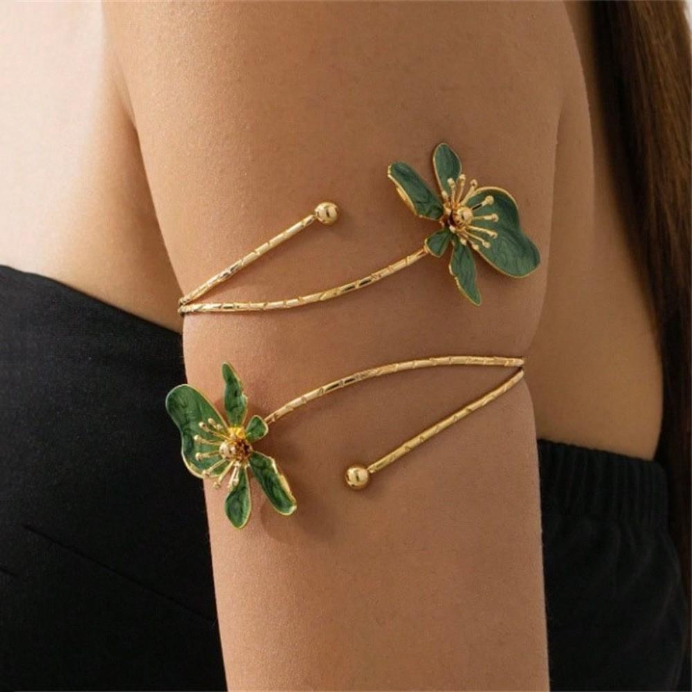 Adjustable Flower Bracelet Enamel Glaze Armband Fairy Open Arm Bangle Girls