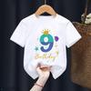 Милая детская одежда От 1 до 9 лет, подарок на день рождения для девочек, футболка с принтом Русалки и короны принцессы, одежда Harajuku Kawaii, белая футболка